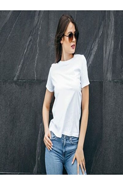 CLASSY.MODA Λευκό μπλουζάκι Oversize Single Jersey - Crew Neck, κοντό μανίκι