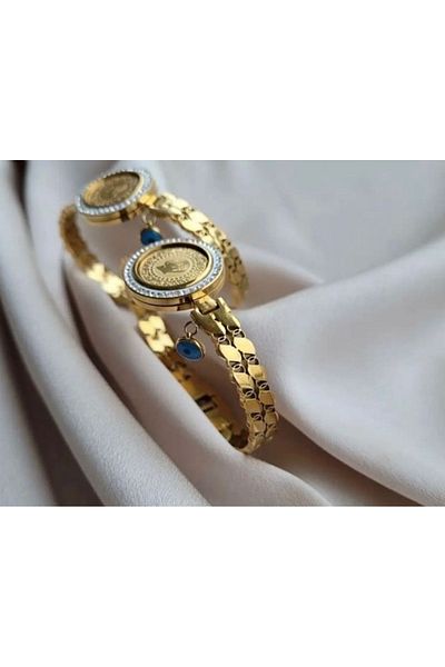 Accessories مشبك فولاذي رباعي اللون ذهبي