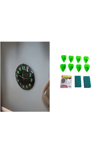 Bahat Phosphorescent Night Glowing Wall Clock Diameter 35 cm 8 Pcs Cake Mold Gifted