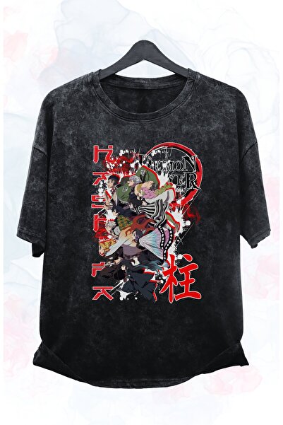 Fuddy Moda Tricou vintage unisex cu imprimeu Demon Slayer Hashiramalar