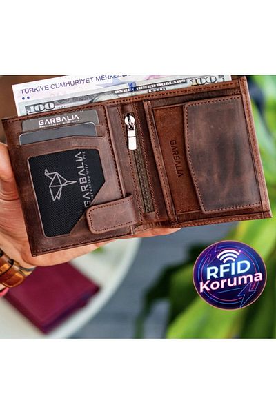 Garbalia Ανδρικό χαρτοφυλάκιο από γνήσιο δέρμα σε καφέ χρώμα με θήκη για κέρματα - Jackson Dortmund