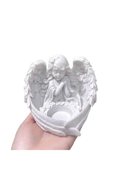 rakaymu Polyester Melek Kız Mumluk Şamdan Heykel Biblo