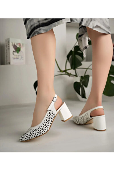 ELF SHOES Hakiki Deri Kadın Günlük Topuklu Sandalet