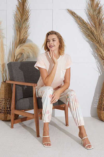 Sevim 15495 Women's Stone Printed Pajama Set