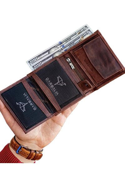 Garbalia Ανδρικό χαρτοφυλάκιο από γνήσιο δέρμα σε καφέ χρώμα με θήκη για κέρματα - Jackson Dortmund