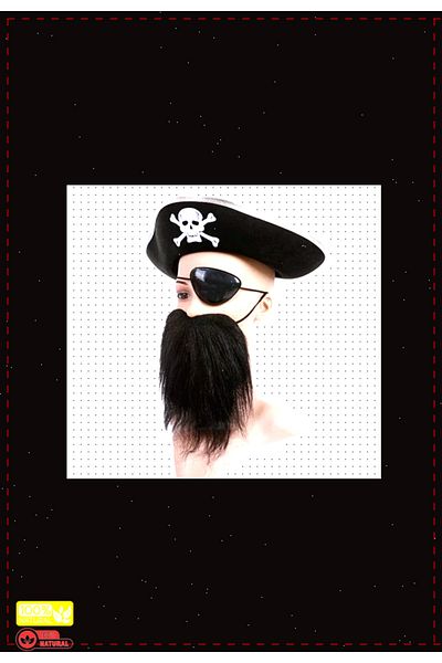 OMZ 1 Piece Silver Colored Pirate Hat - Beard and Eye Patch, Kids Boy Educational Montessori Toys