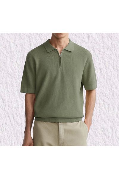 viperkombin Μπλουζάκι Polo Neck Oversize - Μισό φερμουάρ