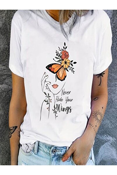 classy moda Tricou oversize cu imprimeu alb - decolteu, mânecă scurtă