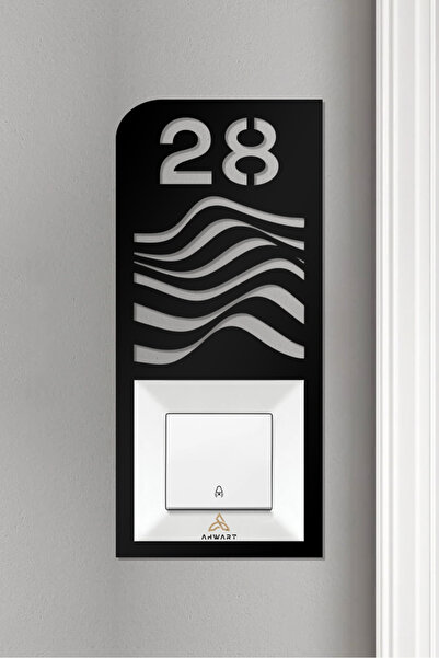 AHWART Ușă decorativă circulară - Lemn, Ramă pentru placă cu număr, Număr:28