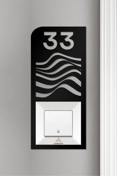 AHWART Cadru decorativ din lemn - Numărul ușii apartamentului, Priză sonerie ...