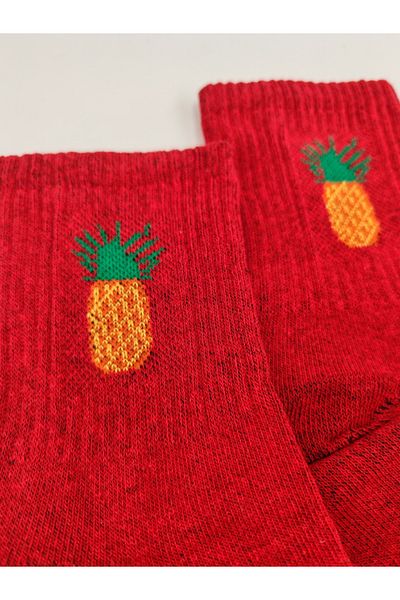 Shuttle Park Unisex Comics Pineapple Fashion - Red College Socks