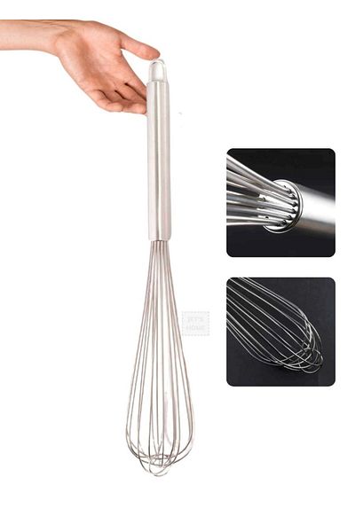 Jet's Home Stainless Sauce Whisk - Egg, Chocolate and Cream Whisk, Steel Handle, Large Size 45 cm