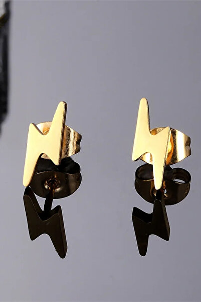 Santalio Lightning Model Gold Color Stainless Steel Earrings - Mini Lightning...