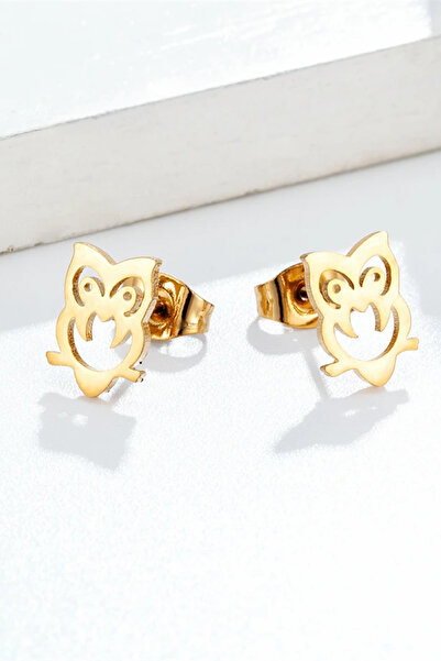 Santalio Owl Model Gold Color Stainless Steel Earrings - Mini Owl Earrings