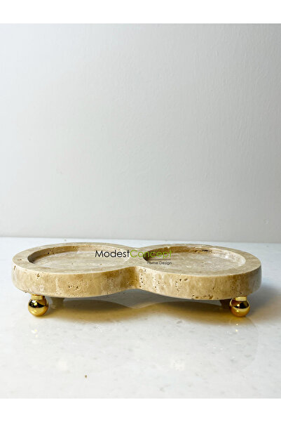 Modestmar Traverten Yağdanlık, düzenleyici top ayaklık yuvarlak