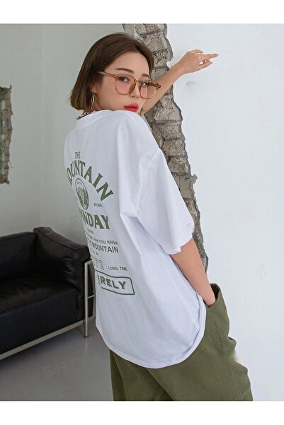 over head oh Bela "Planina" nedelja Štampano Oversize kroj Žene T-shirt