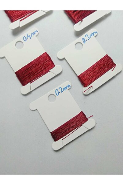 Eskişehir hobi sanat 3 Metre 7 Ölçü Tesbih Ipi Seti 0.2 Mm 0.3 Mm 0.4 Mm 0.5 Mm 0.6 Mm 0.8 Mm 1Mm Kırmızı Toplam 21 Metre
