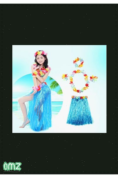 OMZ Aloha Hawaii Blue Party Skirt and Bracelet Set - Girl's Toys, Boy's Educational Game