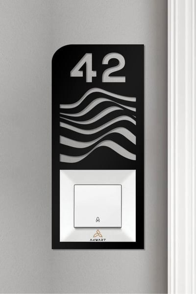 AHWART Decorative Wooden Frame - Circle Door Number, Bell Socket No:42