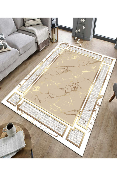 GNL HOME Klasik Varak Desenli dijital baskı yıkanabilir salon mutfak koridor ...