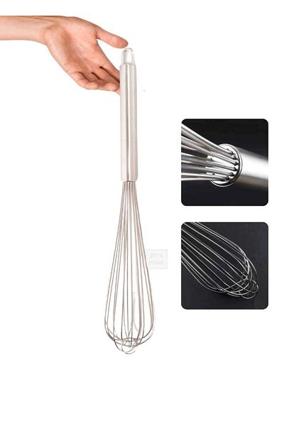 Jet's Home Stainless Egg Beater - Sauce Whisk, Chocolate and Cream Beater, Steel Handle, 35 cm