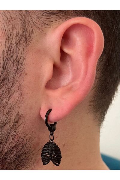 Piercing Market Steel & Silver Men's Unisex Steel Dangle Earrings Rust No Darkening
