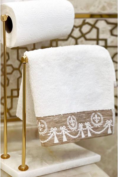 ege gross Dejorative Marble Pedestal Two Arm Metal Bathroom Hand Towel Holder Stand