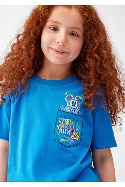 Mavi Mickey Mouse Patterned Blue T-Shirt - L C M WAIKINAİ