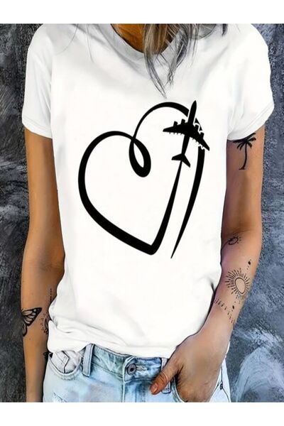 classy moda Tricou Single Jersey - Tricou cu mânecă scurtă, cu decolteu tripl...