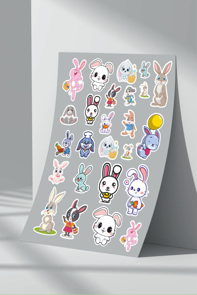 Sticker Market Χαριτωμένο σετ αυτοκόλλητων με μοτίβο κουνελιού - Πακέτο 1