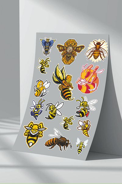 Sticker Market مجموعة ملصقات بنمط النحل
