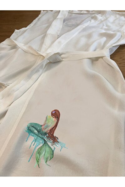 Kidilia Bamboo Sleeveless Peshtemal Kimono - With Mermaid Image