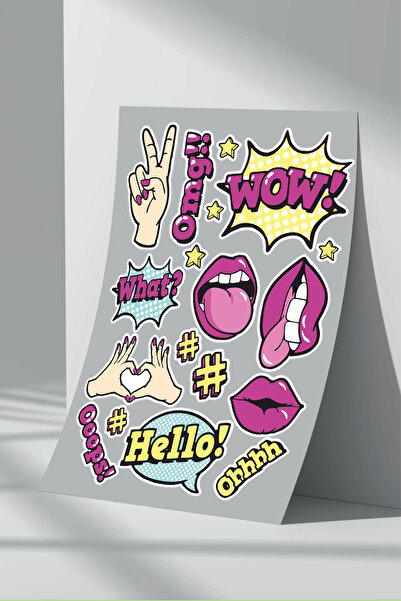 Sticker Market Set de autocolante cu model de buze roz