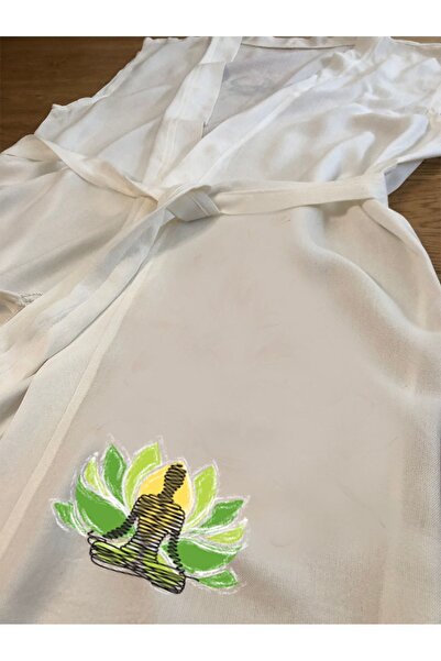 Kidilia Lotus Flower Patterned Yoga Kimono - Sleeveless Peshtemal