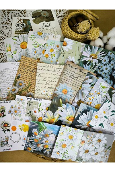 SelisCraft Papatya Temalı Bullet Journal Kağıt Etiket Sticker Seti Journal / ...