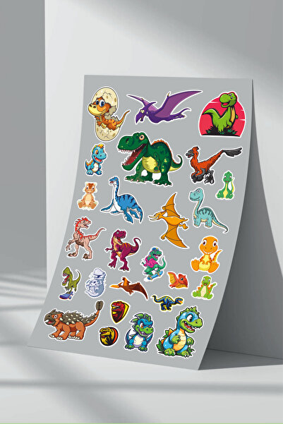 Sticker Market مجموعة ملصقات الديناصورات - عبوة من 4 قطع