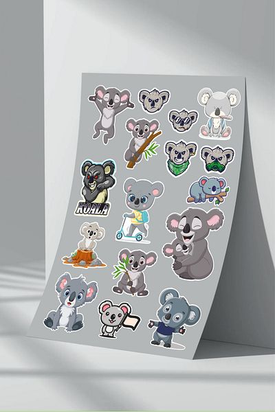 Sticker Market مجموعة ملصقات منقوشة على شكل كوالا