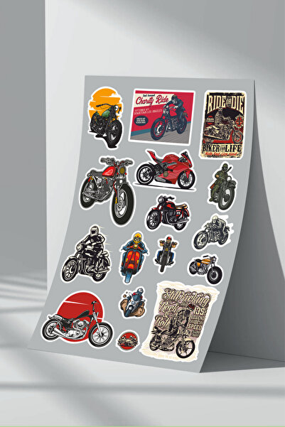 Sticker Market مجموعة من 4 ملصقات للدراجات النارية