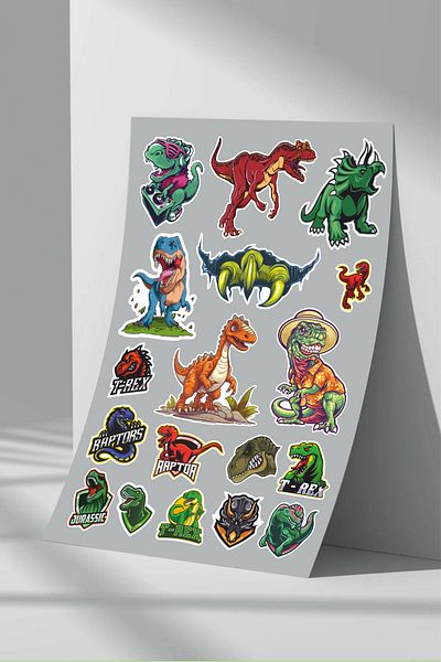 Sticker Market مجموعة ملصقات الديناصورات - عبوة من 3 قطع