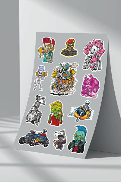 Sticker Market Set de autocolante cu model Skull Skate - 1 foaie