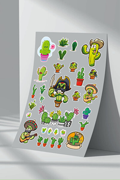 Sticker Market Set de autocolante cu model de cactus