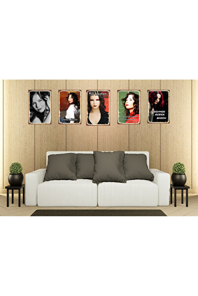 TAKIFİX Şebnem Ferah  Temalı 5 Adet 20 x 30 CM MDF Tablo