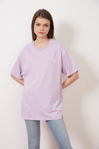 Eazy Co Eazy Lilac Abstract Shapes Unisex Oversize εμπριμέ κοντομάνικο μπλουζάκι