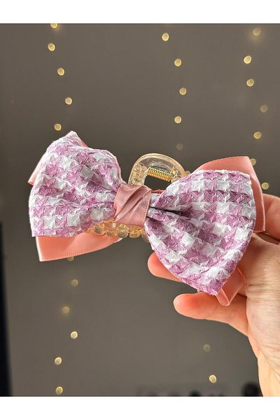 Chocuk Plaid Fabric Bow with Large Latch Buckle