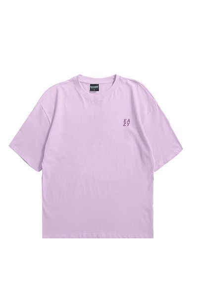 Eazy Co Tricou cu mânecă scurtă cu imprimeu supradimensionat unisex Eazy Lilac Social Distance