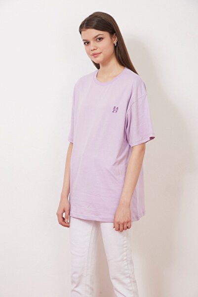 Eazy Co Eazy Lilac Social Distance Unisex Oversize εμπριμέ κοντομάνικο μπλουζάκι