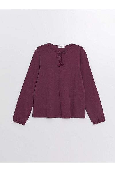 LC Waikiki LCW Women's Blouse - Solid, Long Sleeve and Tie-Up Collar