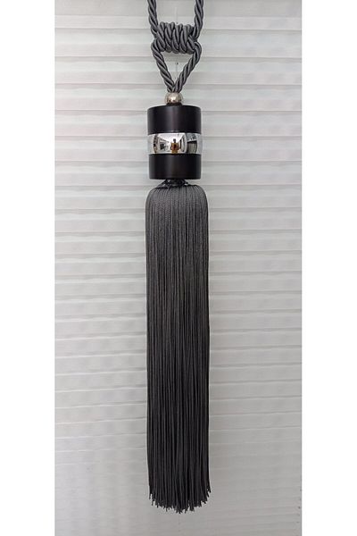 serART Anthracite Galaxy Background Double Breasted Curtain - Ceiling Tie Bracelet