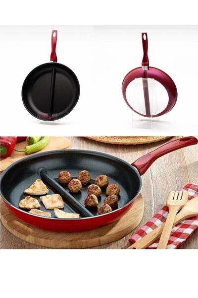 Bayev 30 Cm Monochrome Double Compartment Pan - for Cingöz and Omelet Breakfast