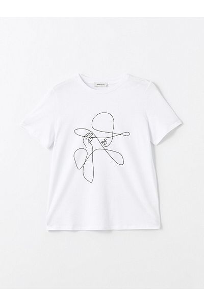 LC Waikiki LCW Crew Neck nyomott rövid ujjú női póló